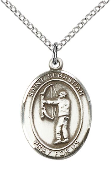 STERLING SILVER ST SEBASTIAN ARCHERY MEDAL - 3/4" x 1/2"