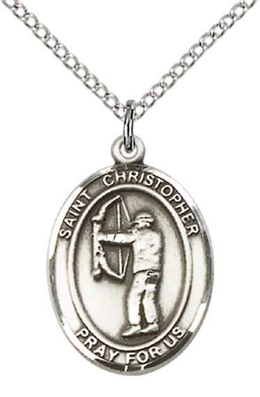 STERLING SILVER ST CHRISTOPHER ARCHERY MEDAL - 3/4" x 1/2"