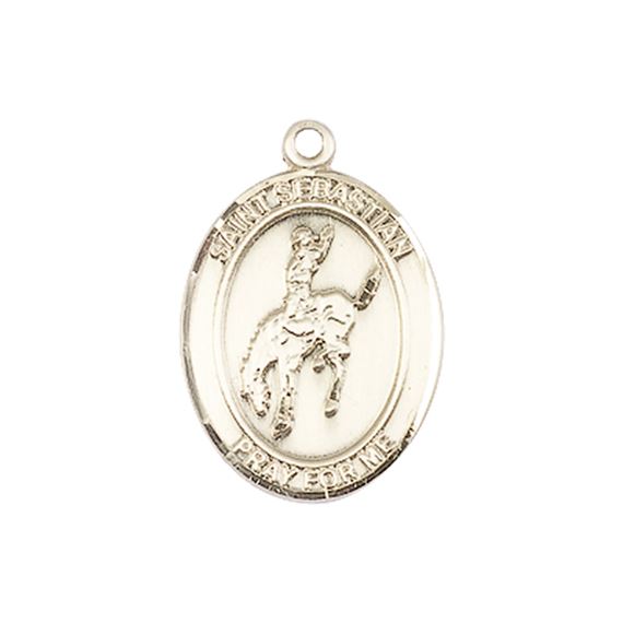 14KT GOLD ST SEBASTIAN RODEO MEDAL - 3/4" x 1/2"
