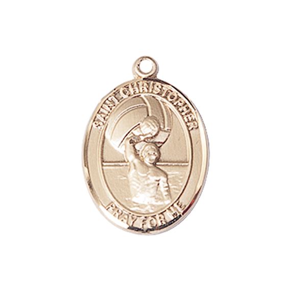 14KT GOLD ST CHRISTOPHER WATER POLO-MEN MEDAL - 3/4" x 1/2"