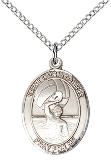STERLING SILVER ST CHRISTOPHER WATER POLO-MEN MEDAL - 3/4" x 1/2"