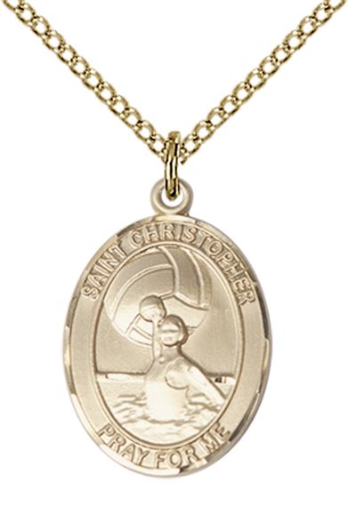 14KT GOLD FILLED ST CHRISTOPHER WATER POLO-WOMEN MEDAL - 3/4" x 1/2"