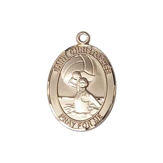 14KT GOLD ST CHRISTOPHER WATER POLO-WOMEN MEDAL - 3/4" x 1/2"