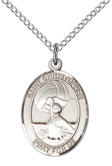 STERLING SILVER ST CHRISTOPHER WATER POLO-WOMEN MEDAL - 3/4" x 1/2"
