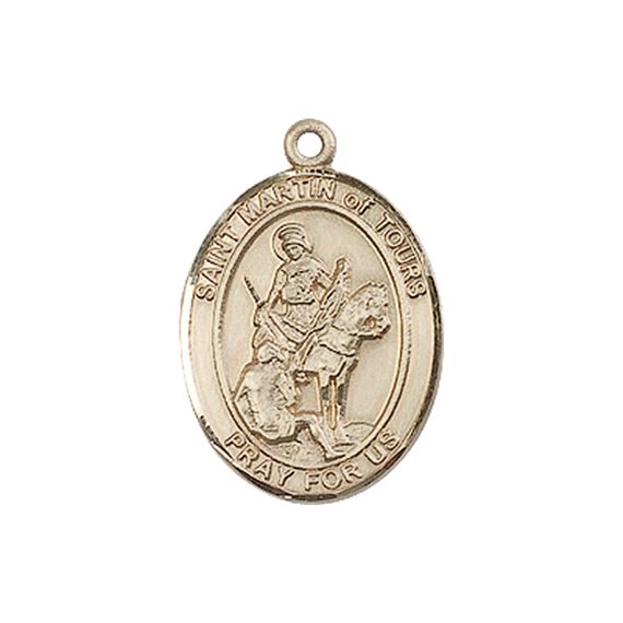 14KT GOLD ST MARTIN OF TOURS MEDAL - 3/4" x 1/2"