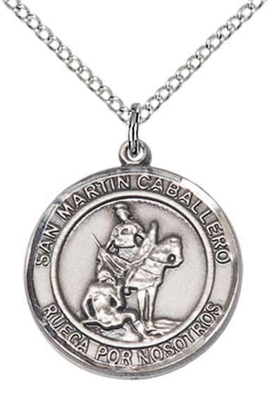 STERLING SILVER SAN MARTIN CABALLERO PENDANT WITH CHAIN - 3/4" x 5/8"