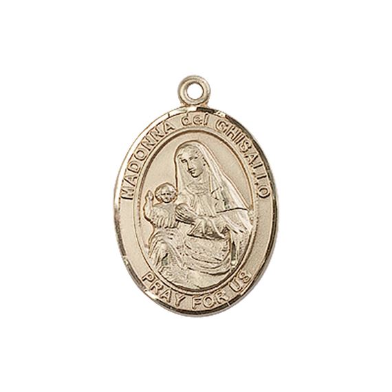 14KT GOLD ST MADONNA DEL GHISALLO MEDAL - 3/4" x 1/2"