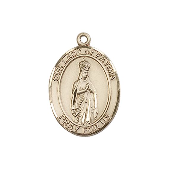 14KT GOLD OUR LADY OF FATIMA MEDAL - 3/4" x 1/2"