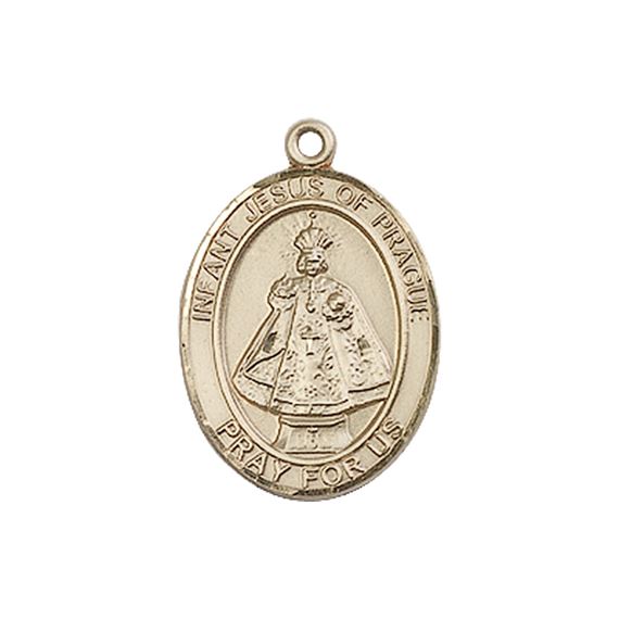 14KT GOLD INFANT OF PRAGUE MEDAL - 3/4" x 1/2"