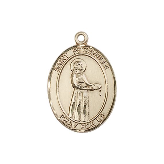 14KT GOLD ST PETRONILLE MEDAL - 3/4" x 1/2"