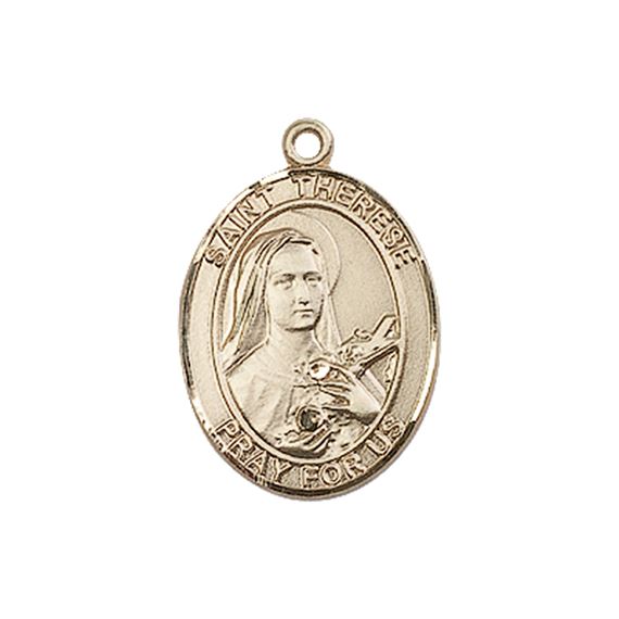 14KT GOLD ST THERESE OF LISIEUX MEDAL - 3/4" x 1/2"