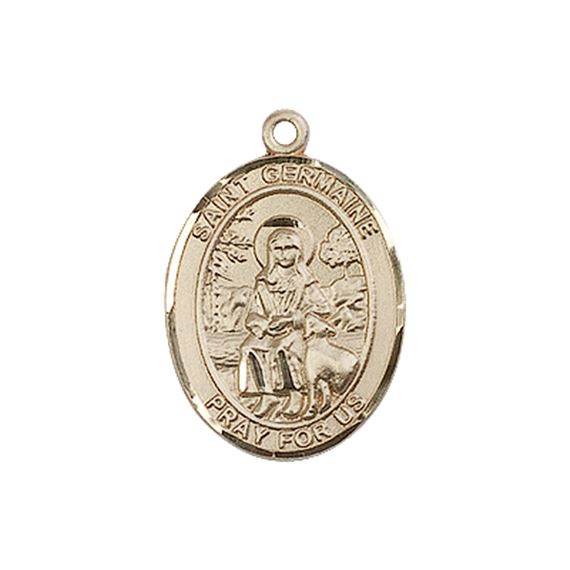 14KT GOLD ST GERMAINE COUSIN MEDAL - 3/4" x 1/2"