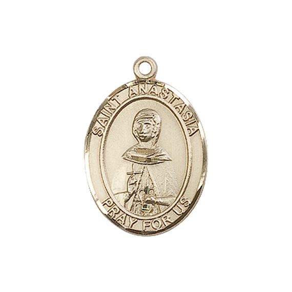 14KT GOLD ST ANASTASIA MEDAL - 3/4" x 1/2"