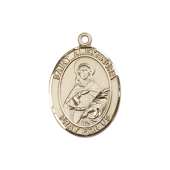 14KT GOLD ST ALEXANDRA MEDAL - 3/4" x 1/2"