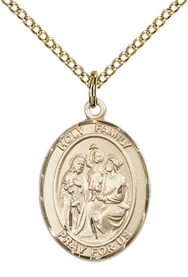 14KT GOLD FILLED HOLY FAMILY PENDANT WITH CHAIN - 3/4" x 1/2"