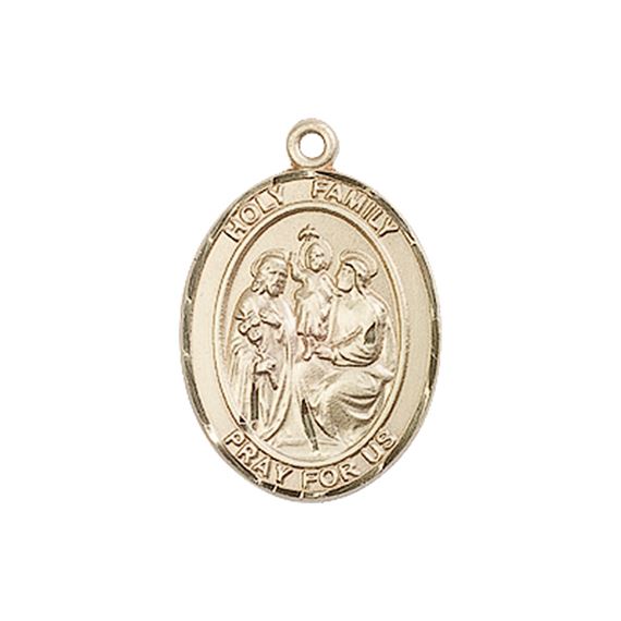 14KT GOLD HOLY FAMILY MEDAL - 3/4" x 1/2"