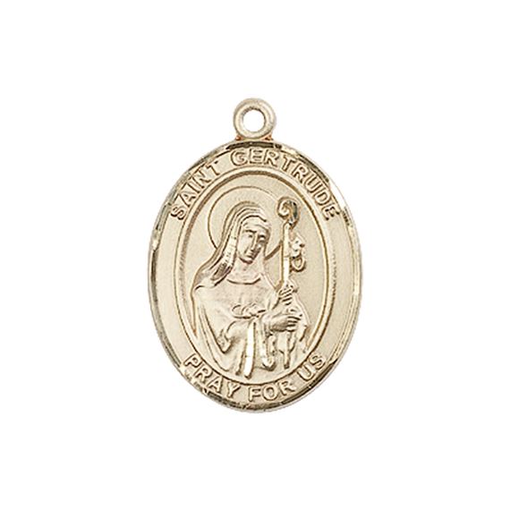 14KT GOLD ST GERTRUDE OF NIVELLES MEDAL - 3/4" x 1/2"
