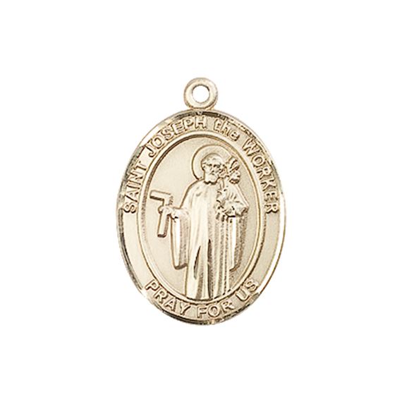 14KT GOLD ST JOSEPH THE WORKER MEDAL - 3/4" x 1/2"