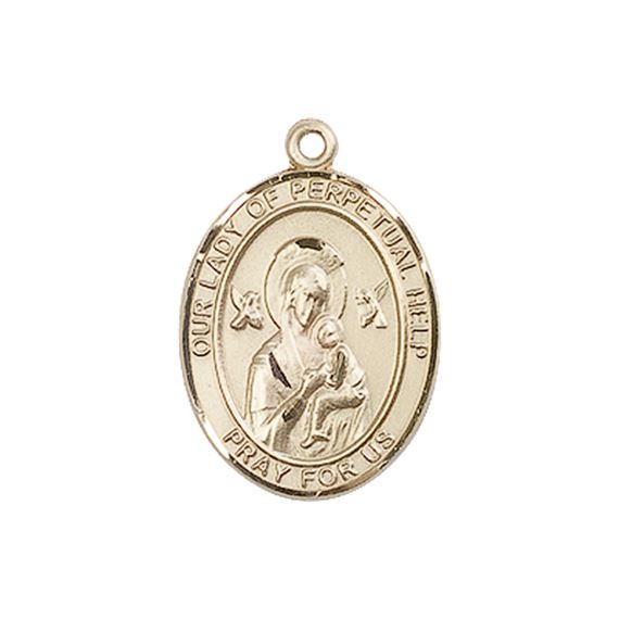 14KT GOLD OUR LADY OF PERPETUAL HELP MEDAL - 3/4" x 1/2"
