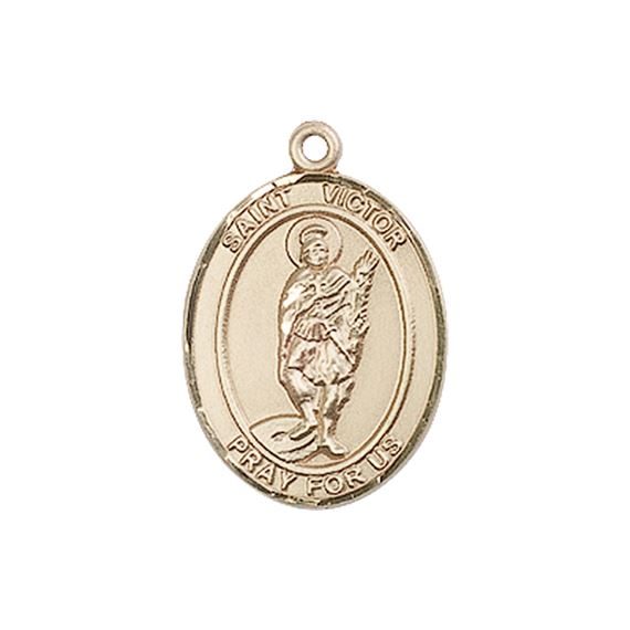 14KT GOLD ST VICTOR OF MARSEILLES MEDAL - 3/4" x 1/2"