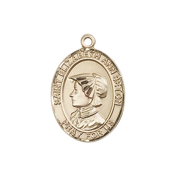 14KT GOLD ST ELIZABETH ANN SETON MEDAL - 3/4" x 1/2"
