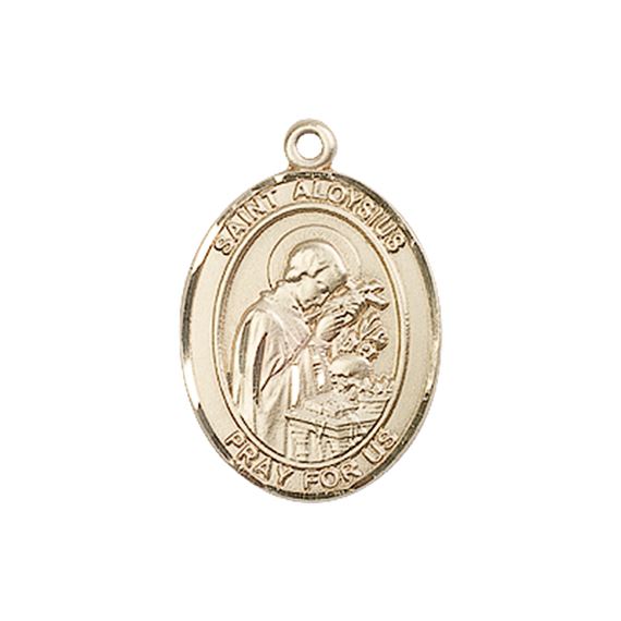 14KT GOLD ST ALOYSIUS GONZAGA MEDAL - 3/4" x 1/2"