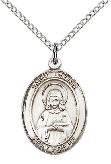 STERLING SILVER ST LILLIAN PENDANT WITH CHAIN - 3/4" x 1/2"
