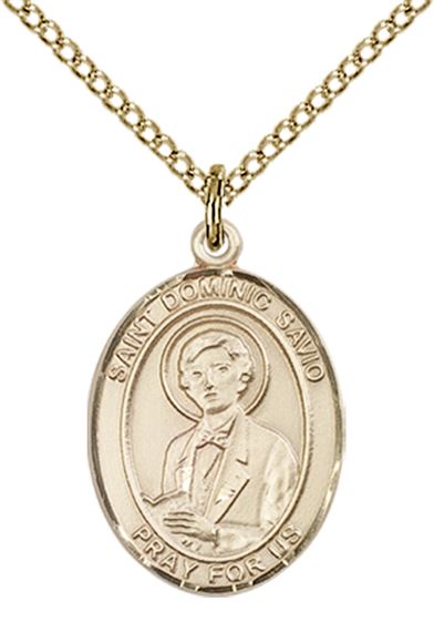 14KT GOLD FILLED ST DOMINIC SAVIO PENDANT WITH CHAIN - 3/4" x 1/2"