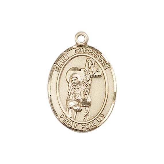 14KT GOLD ST STEPHANIE MEDAL - 3/4" x 1/2"