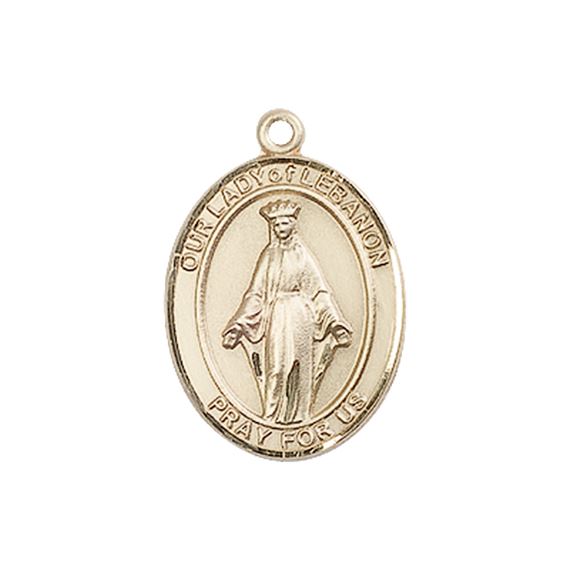 14KT GOLD OUR LADY OF LEBANON MEDAL - 3/4" x 1/2"