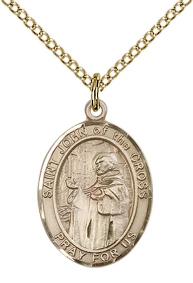 14KT GOLD FILLED ST JOHN OF THE CROSS PENDANT WITH CHAIN - 3/4" x 1/2"