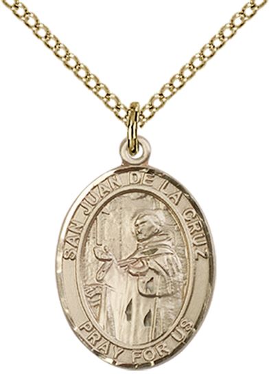 14KT GOLD FILLED SAN JUAN DE LA CRUZ PENDANT WITH CHAIN - 3/4" x 1/2"