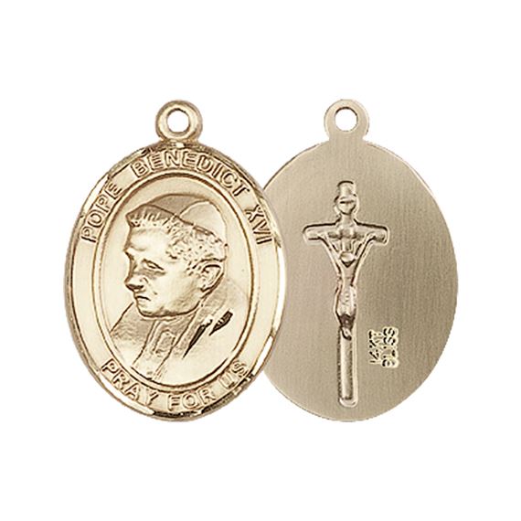 14KT GOLD POPE BENEDICT XVI MEDAL - 3/4" x 1/2"