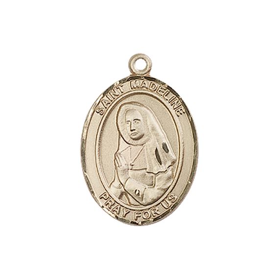 14KT GOLD ST MADELINE SOPHIE BARAT MEDAL - 3/4" x 1/2"