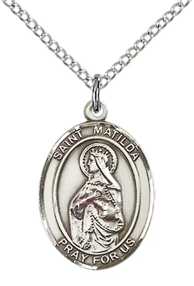 STERLING SILVER ST MATILDA PENDANT WITH CHAIN - 3/4" x 1/2"