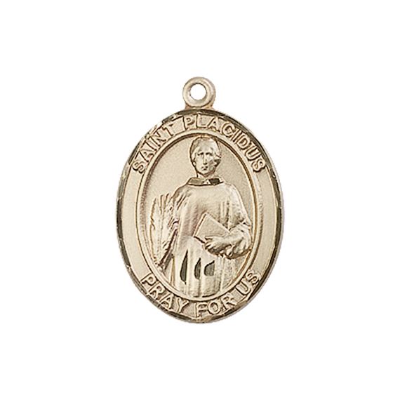 14KT GOLD ST PLACIDUS MEDAL - 3/4" x 1/2"