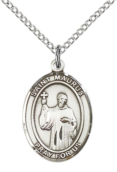 STERLING SILVER ST MAURUS PENDANT WITH CHAIN - 3/4" x 1/2"
