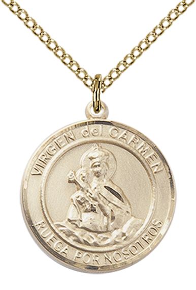 14KT GOLD FILLED VIRGEN DEL CARMEN PENDANT WITH CHAIN