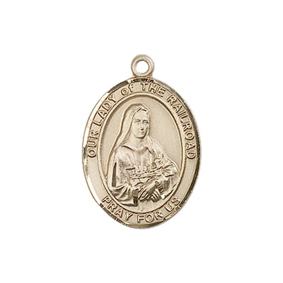 14KT GOLD OUR LADY OF THE RAILROAD MEDAL - 3/4" x 1/2"
