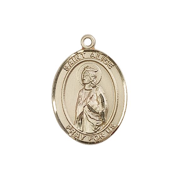 14KT GOLD ST ALICE MEDAL - 3/4" x 1/2"