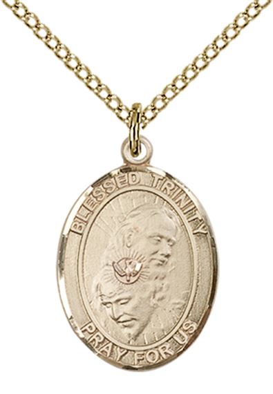 14KT GOLD FILLED BLESSED TRINITY PENDANT WITH CHAIN - 3/4" x 1/2"