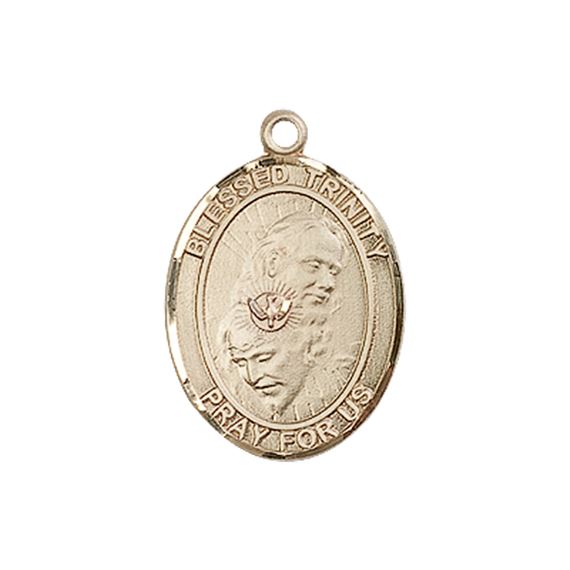 14KT GOLD BLESSED TRINITY MEDAL - 3/4" x 1/2"
