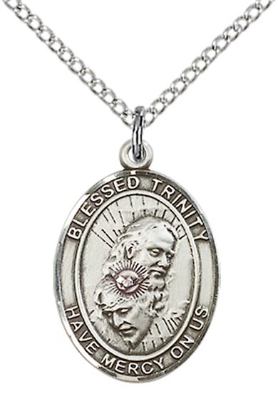 STERLING SILVER BLESSED TRINITY PENDANT WITH CHAIN - 3/4" x 1/2"