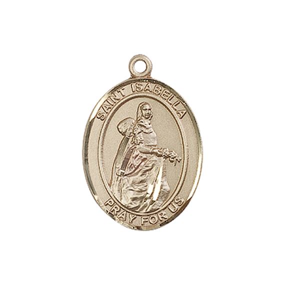 14KT GOLD ST ISABELLA OF PORTUGAL MEDAL - 3/4" x 1/2"
