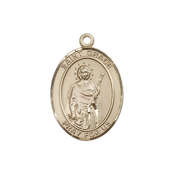 14KT GOLD ST GRACE MEDAL - 3/4" x 1/2"