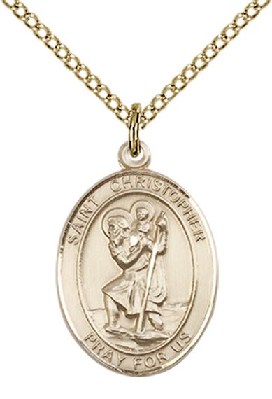 14KT GOLD FILLED ST AUSTIN PENDANT WITH CHAIN - 3/4" x 1/2"