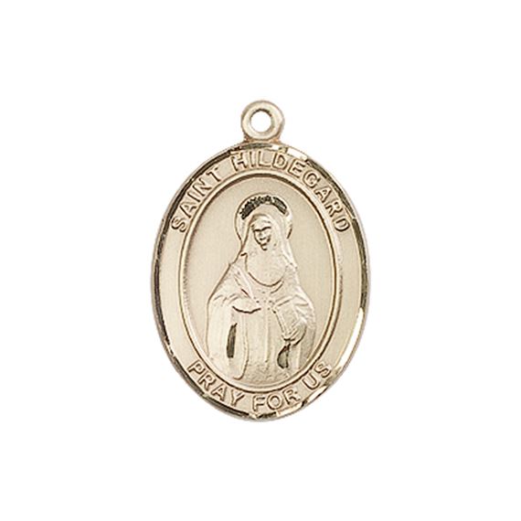 14KT GOLD ST HILDEGARD VON BINGEN MEDAL - 3/4" x 1/2"
