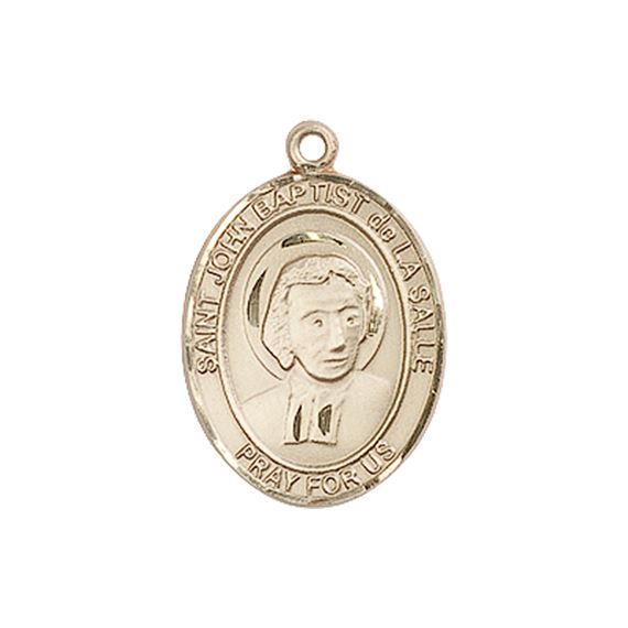 14KT GOLD ST JOHN BAPTIST DE LA SALLE MEDAL - 3/4" x 1/2"
