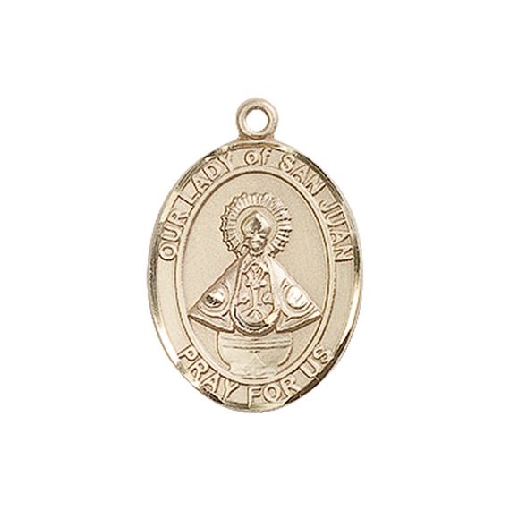 14KT GOLD OUR LADY OF SAN JUAN MEDAL - 3/4" x 1/2"