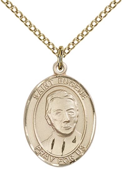 14KT GOLD FILLED ST EUGENE DE MAZENOD PENDANT WITH CHAIN - 3/4" x 1/2"